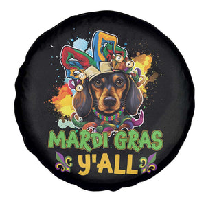 Mardi Gras Y'all Dachshund Dog With Beads Colorful Spare Tire Cover TS09 Print Your Wear