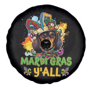 Mardi Gras Y'all Dachshund Dog With Beads Colorful Spare Tire Cover TS09 Print Your Wear