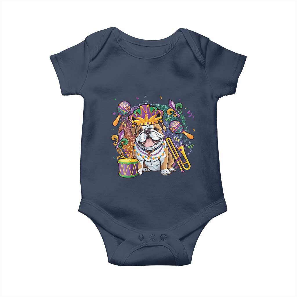Mardi Gras Baby Onesie Fench Bulldog Cute Fat Tuesday Frenchie Pet Dog TS09 Navy Print Your Wear