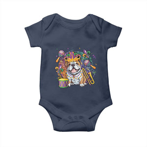 Mardi Gras Baby Onesie Fench Bulldog Cute Fat Tuesday Frenchie Pet Dog TS09 Navy Print Your Wear