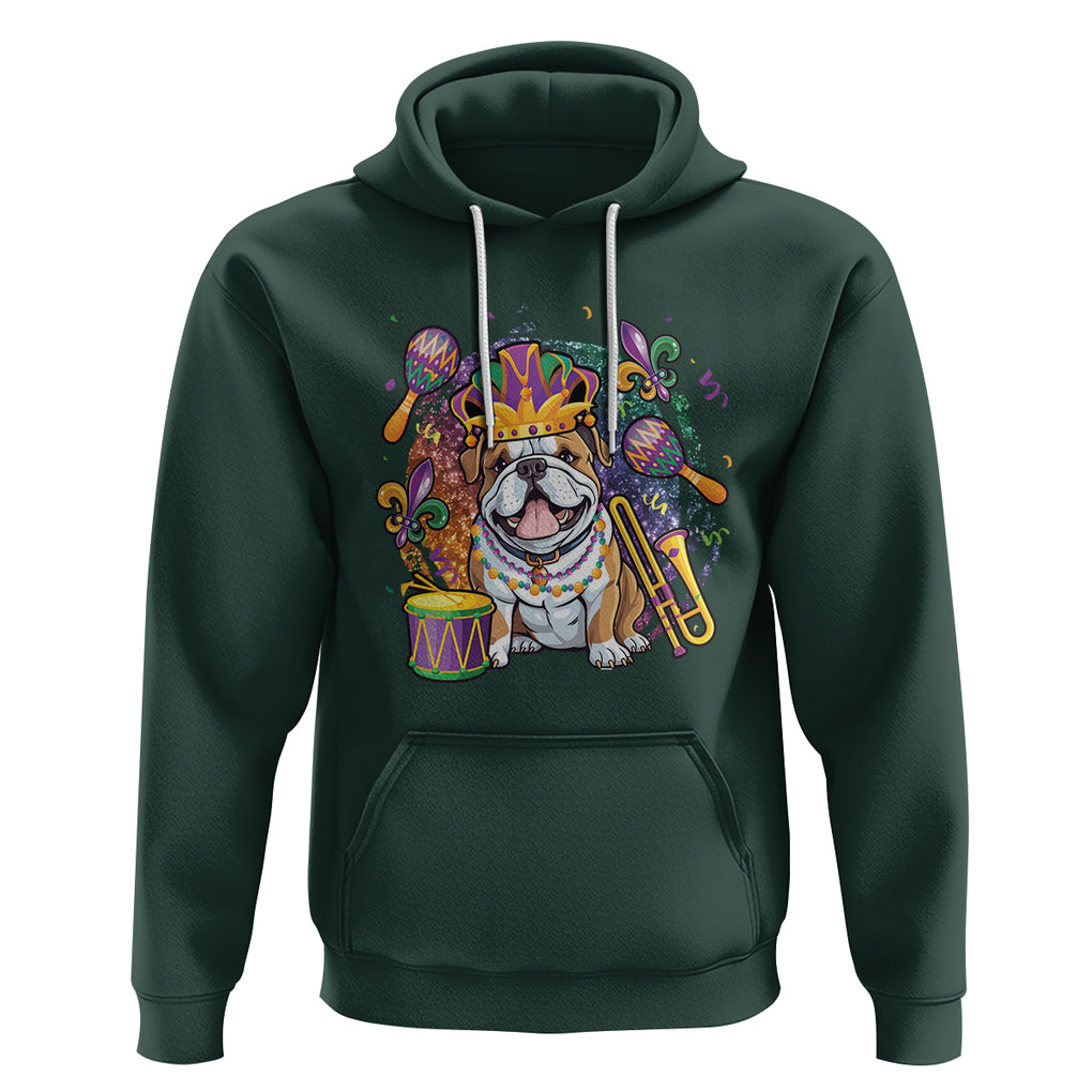Mardi Gras Hoodie Fench Bulldog Cute Fat Tuesday Frenchie Pet Dog TS09 Dark Forest Green Printyourwear