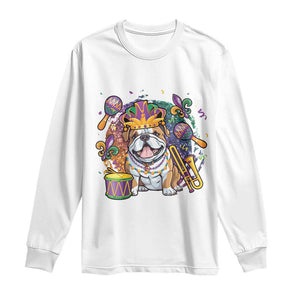 Mardi Gras Long Sleeve Shirt Fench Bulldog Cute Fat Tuesday Frenchie Pet Dog TS09 White Print Your Wear