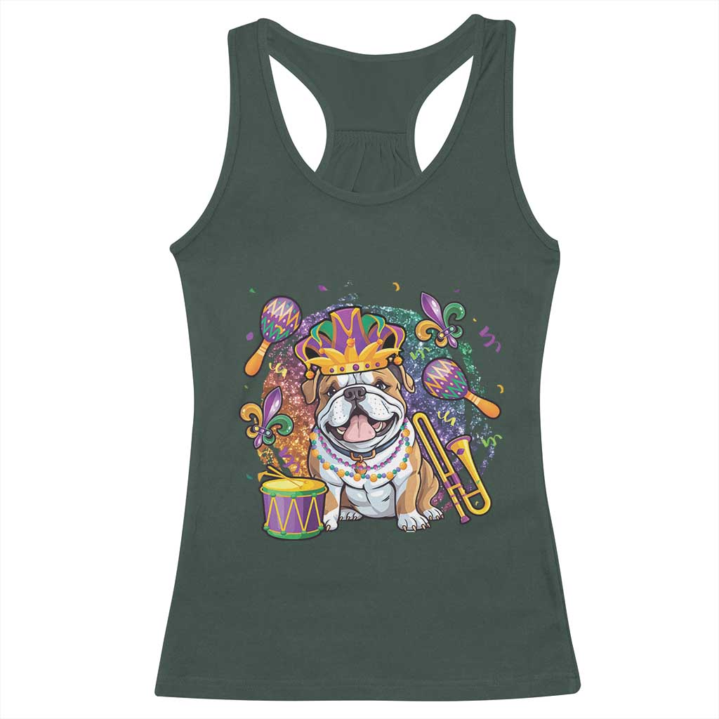 Mardi Gras Racerback Tank Top Fench Bulldog Cute Fat Tuesday Frenchie Pet Dog TS09 Dark Forest Green Print Your Wear
