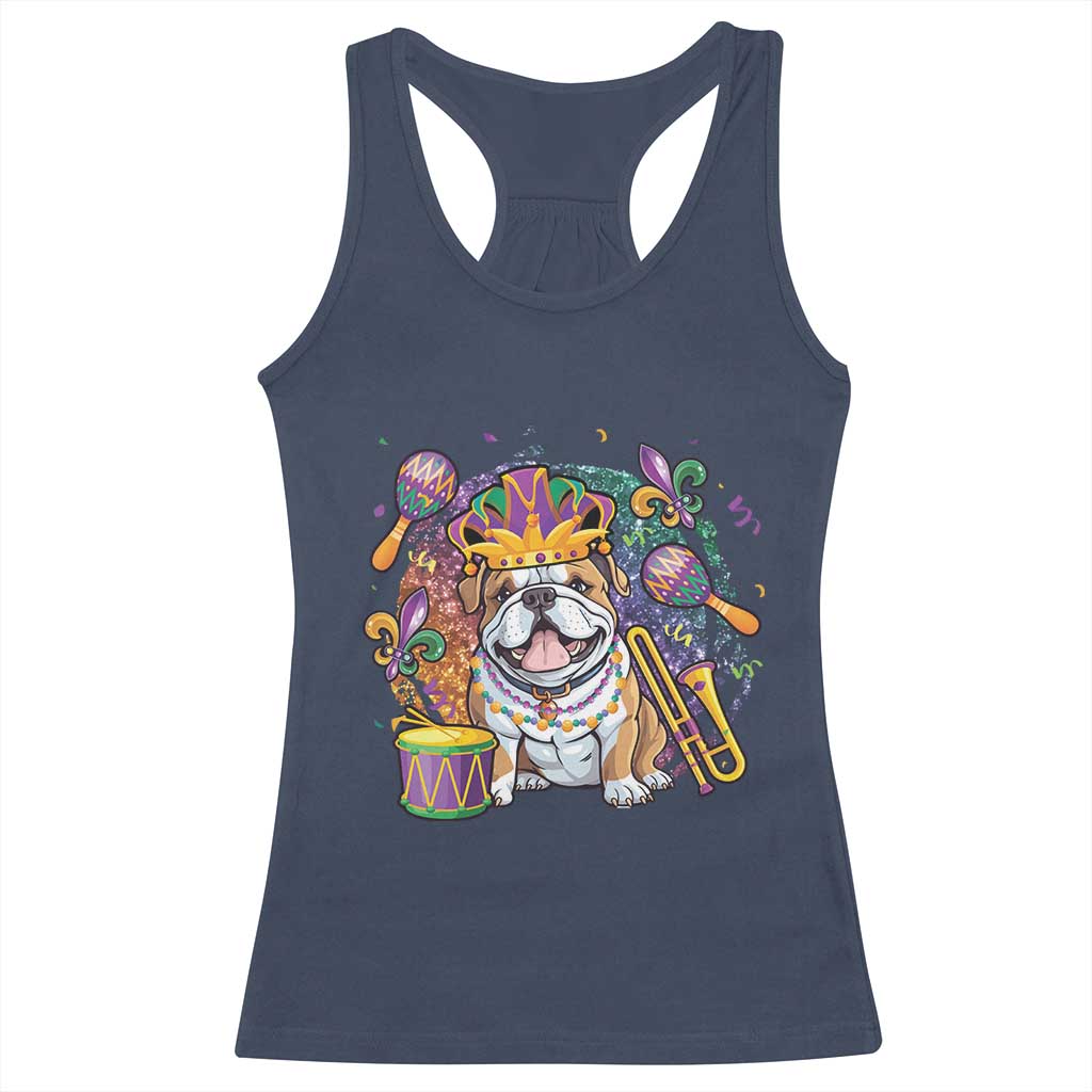 Mardi Gras Racerback Tank Top Fench Bulldog Cute Fat Tuesday Frenchie Pet Dog TS09 Navy Print Your Wear