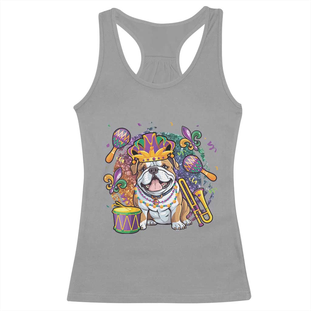 Mardi Gras Racerback Tank Top Fench Bulldog Cute Fat Tuesday Frenchie Pet Dog TS09 Sport Gray Print Your Wear