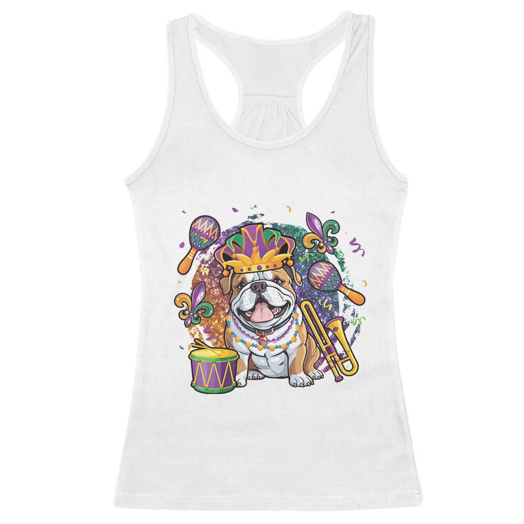 Mardi Gras Racerback Tank Top Fench Bulldog Cute Fat Tuesday Frenchie Pet Dog TS09 White Print Your Wear