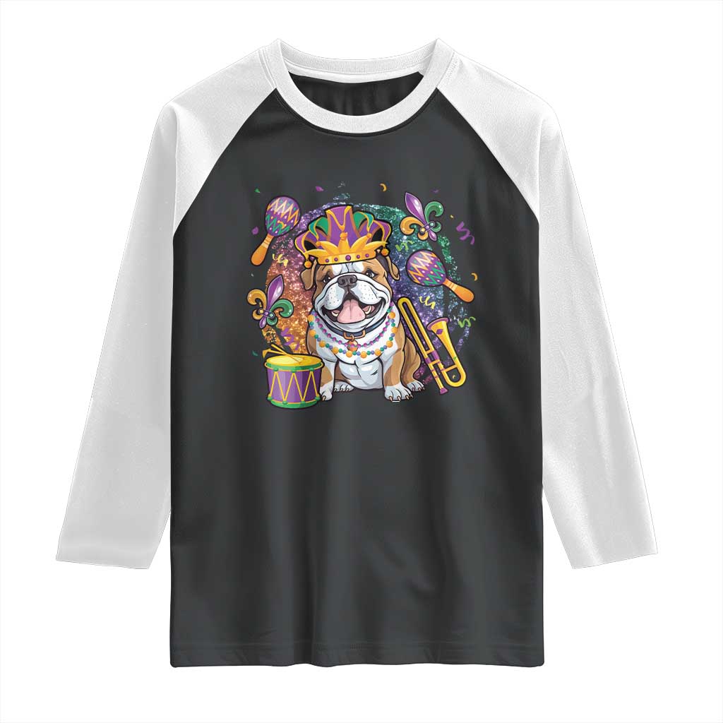Mardi Gras Raglan Shirt Fench Bulldog Cute Fat Tuesday Frenchie Pet Dog TS09 Black White Print Your Wear