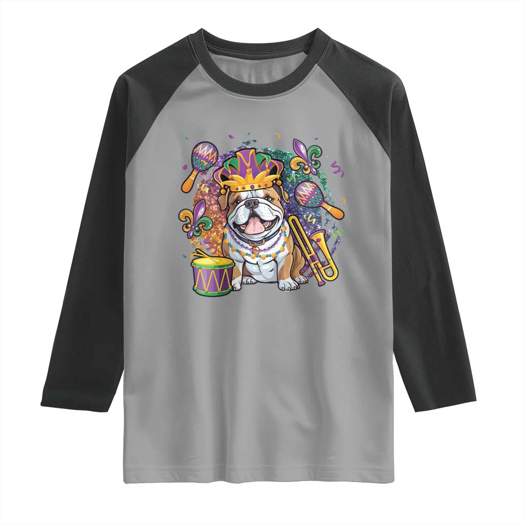 Mardi Gras Raglan Shirt Fench Bulldog Cute Fat Tuesday Frenchie Pet Dog TS09 Sport Gray Black Print Your Wear