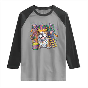 Mardi Gras Raglan Shirt Fench Bulldog Cute Fat Tuesday Frenchie Pet Dog TS09 Sport Gray Black Print Your Wear