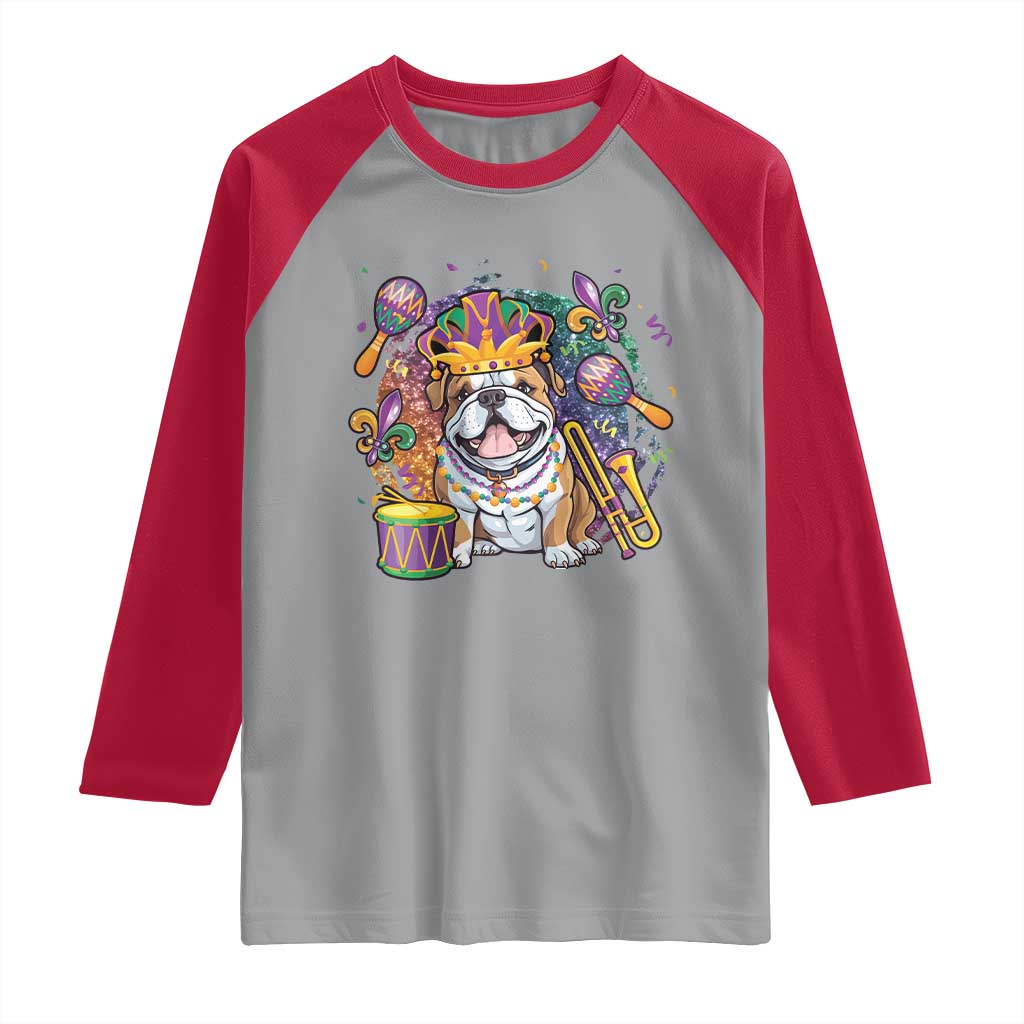 Mardi Gras Raglan Shirt Fench Bulldog Cute Fat Tuesday Frenchie Pet Dog TS09 Sport Gray Red Print Your Wear