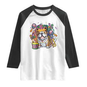 Mardi Gras Raglan Shirt Fench Bulldog Cute Fat Tuesday Frenchie Pet Dog TS09 White Black Print Your Wear