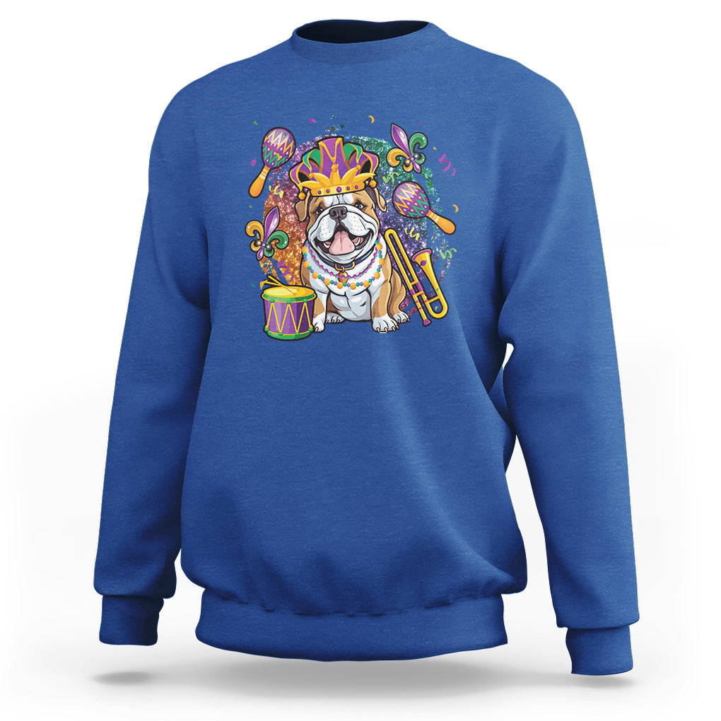Mardi Gras Sweatshirt Fench Bulldog Cute Fat Tuesday Frenchie Pet Dog TS09 Royal Blue Printyourwear