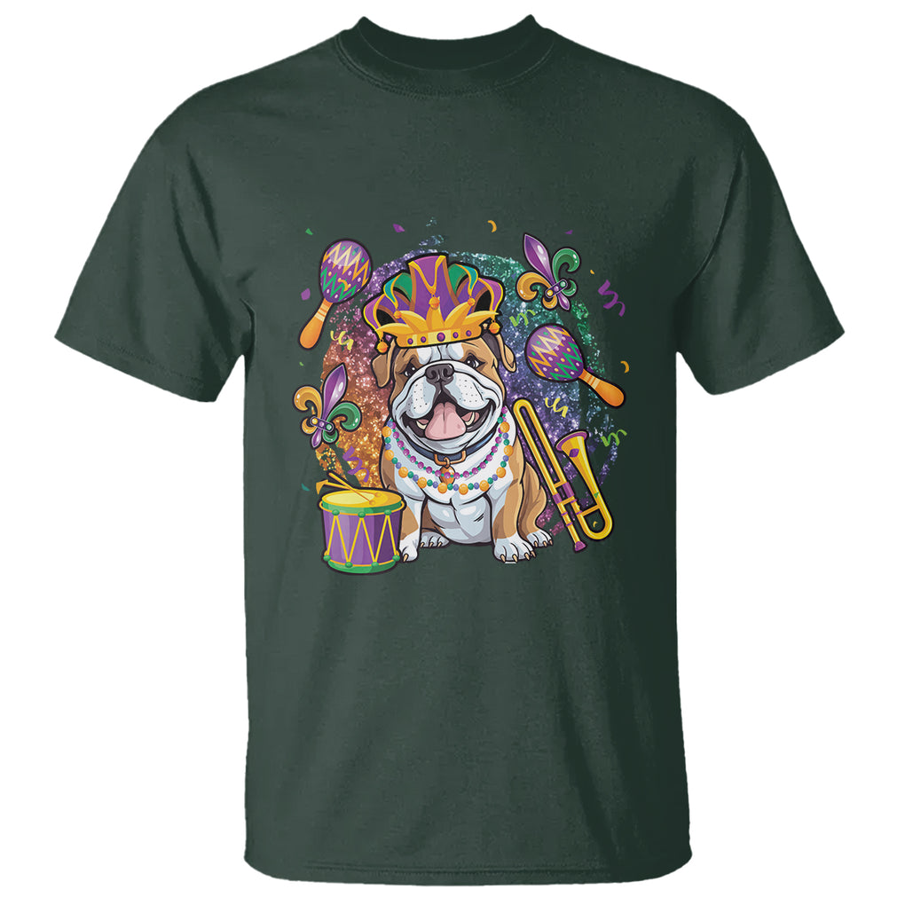 Mardi Gras T Shirt Fench Bulldog Cute Fat Tuesday Frenchie Pet Dog TS09 Dark Forest Green Printyourwear