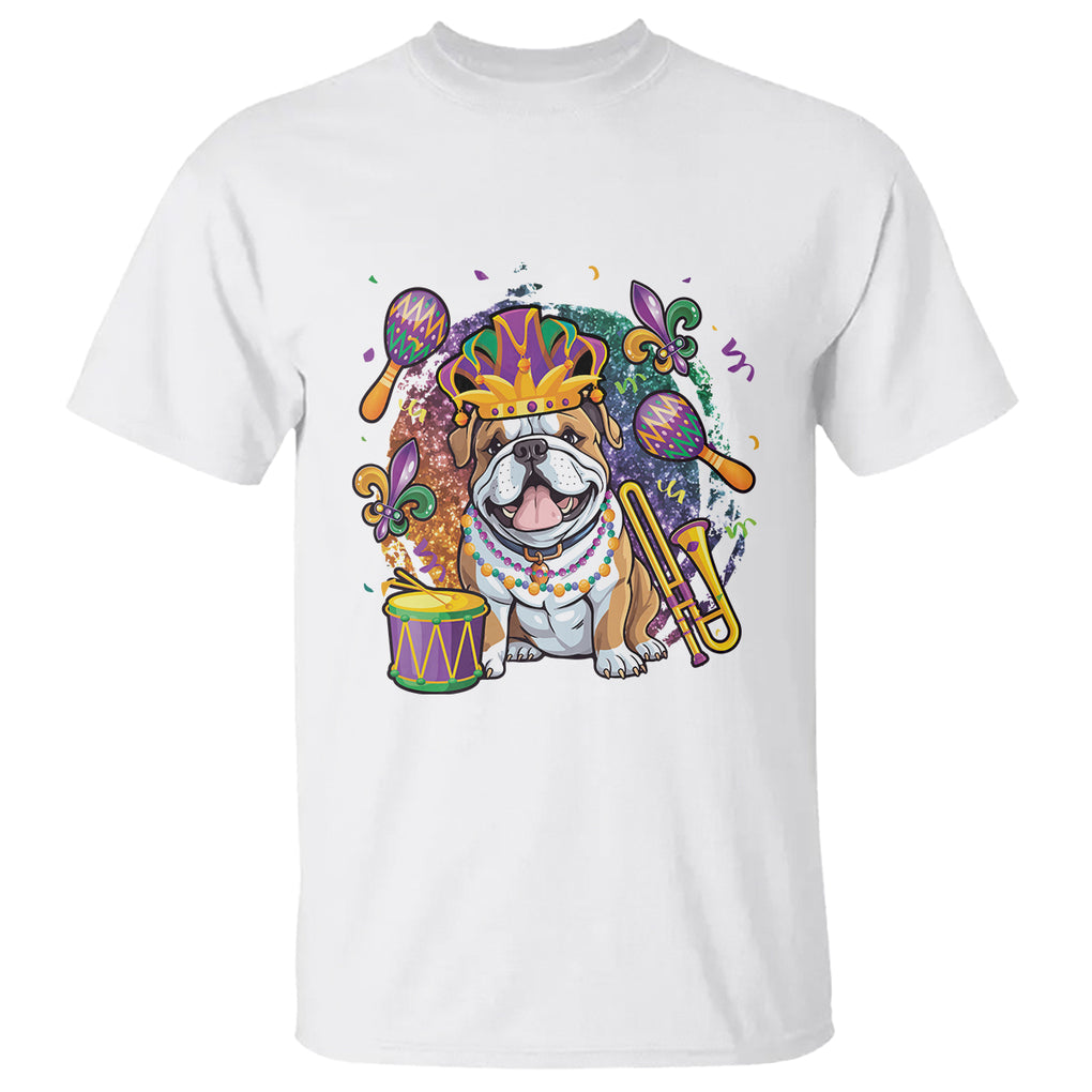 Mardi Gras T Shirt Fench Bulldog Cute Fat Tuesday Frenchie Pet Dog TS09 White Printyourwear