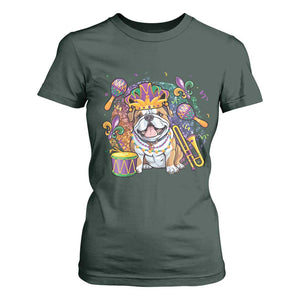 Mardi Gras T Shirt For Women Fench Bulldog Cute Fat Tuesday Frenchie Pet Dog TS09 Dark Forest Green Print Your Wear