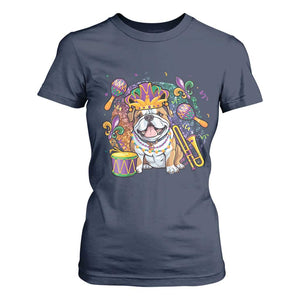 Mardi Gras T Shirt For Women Fench Bulldog Cute Fat Tuesday Frenchie Pet Dog TS09 Navy Print Your Wear