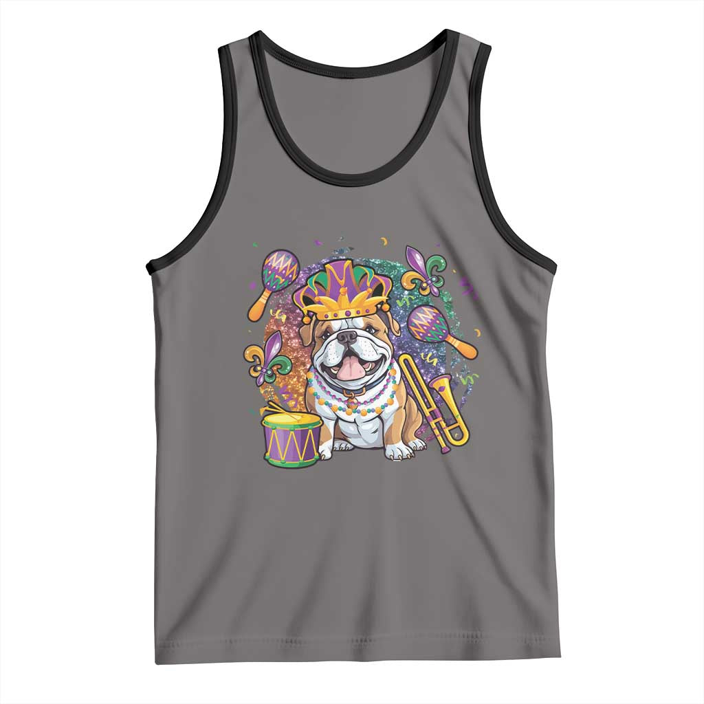 Mardi Gras Tank Top Fench Bulldog Cute Fat Tuesday Frenchie Pet Dog TS09 Deep Heather Black Print Your Wear