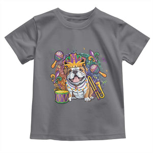 Mardi Gras Toddler T Shirt Fench Bulldog Cute Fat Tuesday Frenchie Pet Dog TS09 Charcoal Print Your Wear