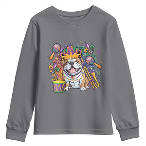 Mardi Gras Youth Sweatshirt Fench Bulldog Cute Fat Tuesday Frenchie Pet Dog TS09 Charcoal Print Your Wear