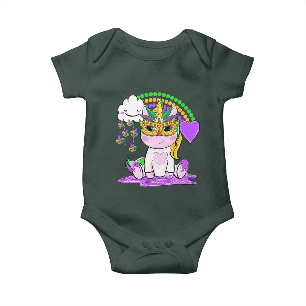 Mardi Gras Cute Unicorn Beads Rainbow Fleur De Lis Baby Onesie TS09 Print Your Wear