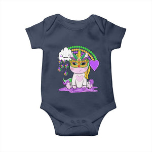 Mardi Gras Cute Unicorn Beads Rainbow Fleur De Lis Baby Onesie TS09 Navy Print Your Wear