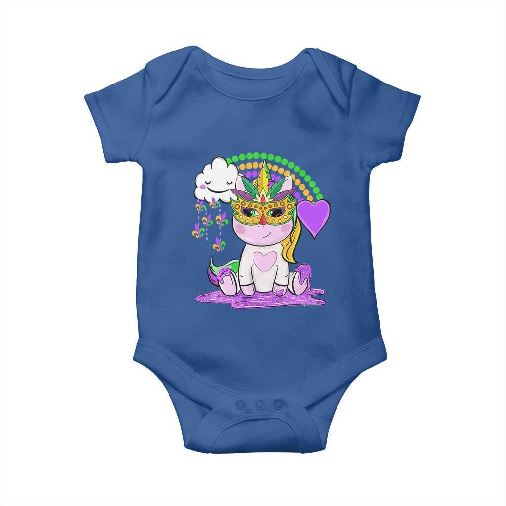 Mardi Gras Cute Unicorn Beads Rainbow Fleur De Lis Baby Onesie TS09 Royal Blue Print Your Wear