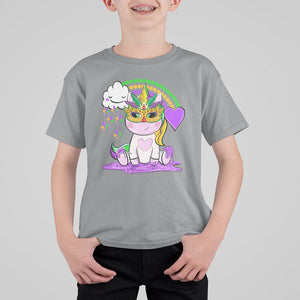 Mardi Gras Cute Unicorn Beads Rainbow Fleur De Lis T Shirt For Kid TS09 Sport Gray Printyourwear
