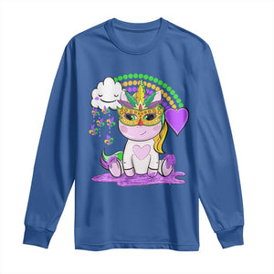 Mardi Gras Cute Unicorn Beads Rainbow Fleur De Lis Long Sleeve Shirt TS09 Royal Blue Print Your Wear