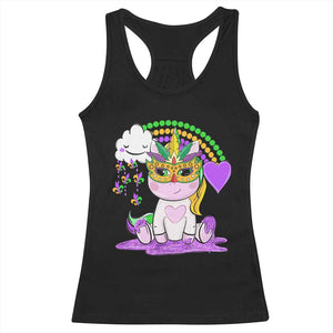 Mardi Gras Cute Unicorn Beads Rainbow Fleur De Lis Racerback Tank Top TS09 Black Print Your Wear
