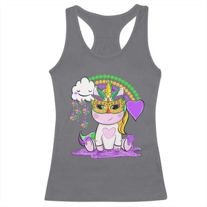 Mardi Gras Cute Unicorn Beads Rainbow Fleur De Lis Racerback Tank Top TS09 Charcoal Print Your Wear