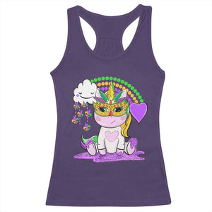 Mardi Gras Cute Unicorn Beads Rainbow Fleur De Lis Racerback Tank Top TS09 Purple Print Your Wear