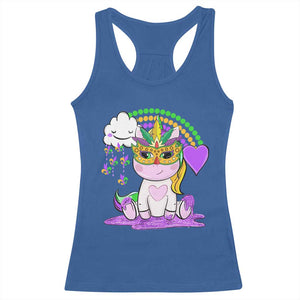 Mardi Gras Cute Unicorn Beads Rainbow Fleur De Lis Racerback Tank Top TS09 Royal Blue Print Your Wear