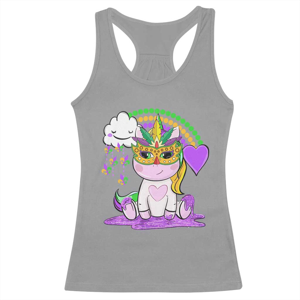 Mardi Gras Cute Unicorn Beads Rainbow Fleur De Lis Racerback Tank Top TS09 Sport Gray Print Your Wear