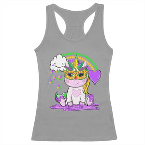 Mardi Gras Cute Unicorn Beads Rainbow Fleur De Lis Racerback Tank Top TS09 Sport Gray Print Your Wear