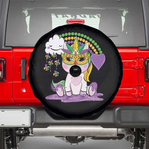 Mardi Gras Cute Unicorn Beads Rainbow Fleur De Lis Spare Tire Cover TS09 Black Print Your Wear