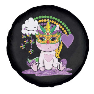 Mardi Gras Cute Unicorn Beads Rainbow Fleur De Lis Spare Tire Cover TS09 Print Your Wear