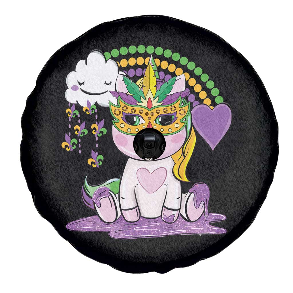 Mardi Gras Cute Unicorn Beads Rainbow Fleur De Lis Spare Tire Cover TS09 Print Your Wear