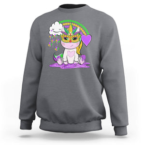 Mardi Gras Cute Unicorn Beads Rainbow Fleur De Lis Sweatshirt TS09 Charcoal Printyourwear
