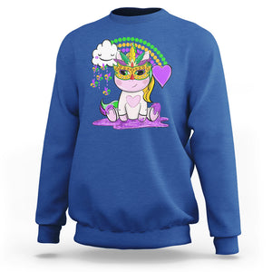 Mardi Gras Cute Unicorn Beads Rainbow Fleur De Lis Sweatshirt TS09 Royal Blue Printyourwear