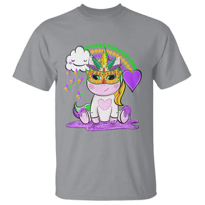 Mardi Gras Cute Unicorn Beads Rainbow Fleur De Lis T Shirt TS09 Sport Gray Printyourwear