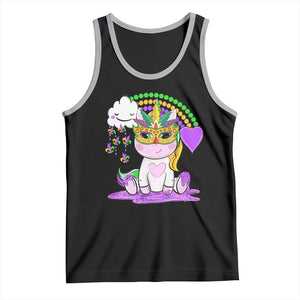 Mardi Gras Cute Unicorn Beads Rainbow Fleur De Lis Tank Top TS09 Black Athletic Heather Print Your Wear