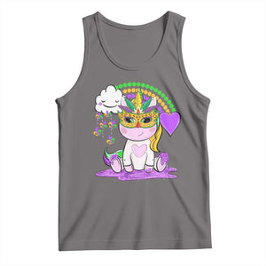 Mardi Gras Cute Unicorn Beads Rainbow Fleur De Lis Tank Top TS09 Deep Heather Print Your Wear