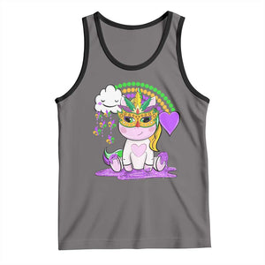 Mardi Gras Cute Unicorn Beads Rainbow Fleur De Lis Tank Top TS09 Deep Heather Black Print Your Wear