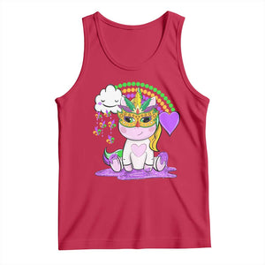 Mardi Gras Cute Unicorn Beads Rainbow Fleur De Lis Tank Top TS09 Red Print Your Wear