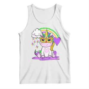 Mardi Gras Cute Unicorn Beads Rainbow Fleur De Lis Tank Top TS09 White Print Your Wear