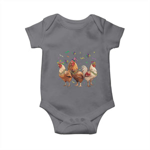 Mardi Gras Funny Farmer Jester Chicken Beads Baby Onesie TS09 Charcoal Print Your Wear