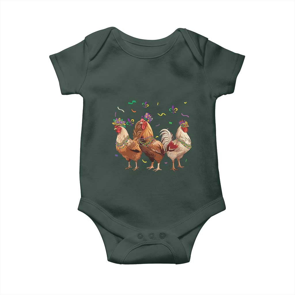 Mardi Gras Funny Farmer Jester Chicken Beads Baby Onesie TS09 Print Your Wear