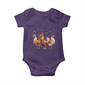 Mardi Gras Funny Farmer Jester Chicken Beads Baby Onesie TS09 Purple Print Your Wear