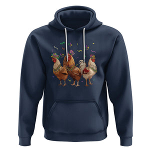 Mardi Gras Funny Farmer Jester Chicken Beads Hoodie TS09 Navy Printyourwear
