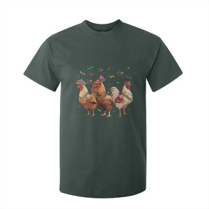 Mardi Gras Funny Farmer Jester Chicken Beads T Shirt For Kid TS09 Dark Forest Green Print Your Wear